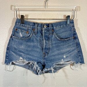 LEVI’s cutoff jean shorts distressed